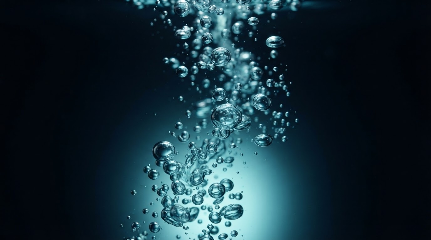 Oxygen bubbles &mdash; symbolizing hyperbaric oxygen therapy and cellular healing